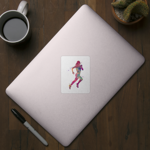 Girl Running Watercolor Silhouette by LotusGifts